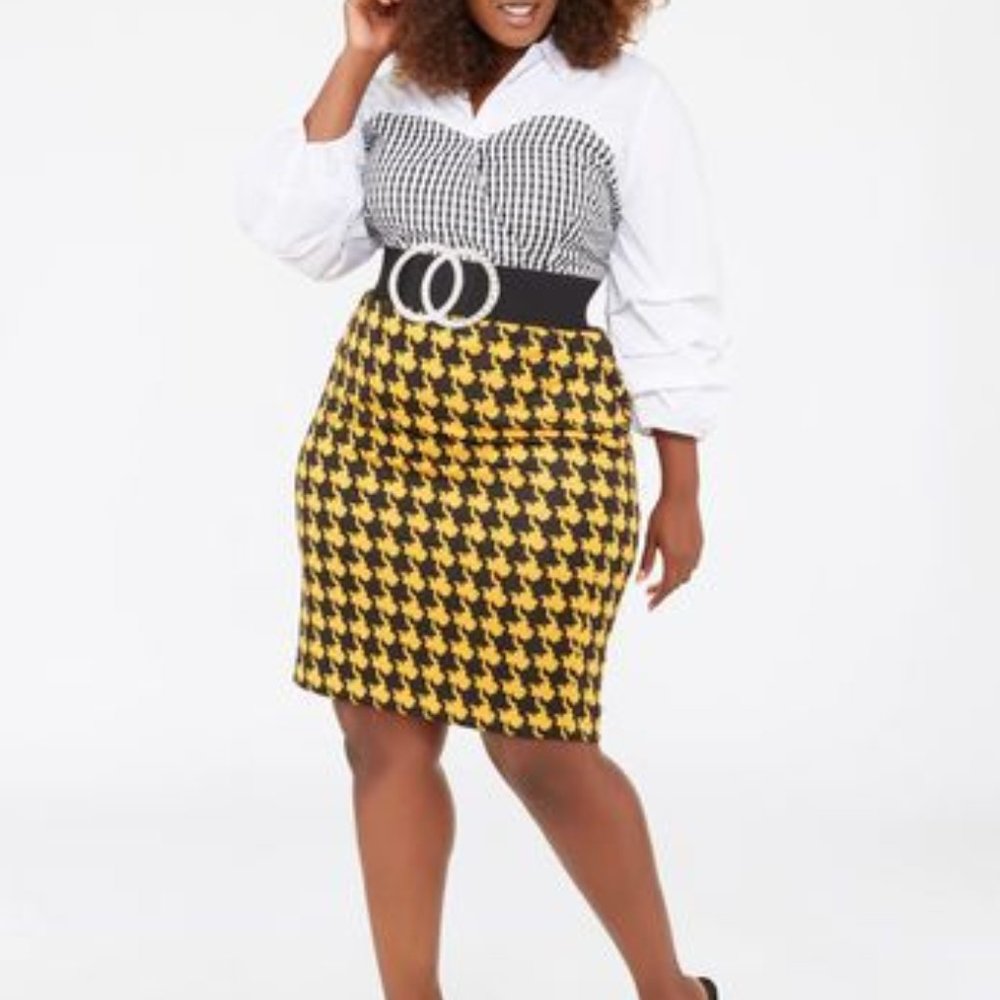 Ashley Stewart Houndstooth Pencil Skirt